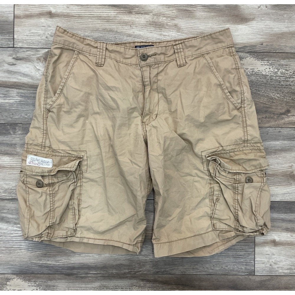 Polo Jeans Co Ralph Lauren Cargo Shorts Men’s 34 Khaki Y2K Utility Spellout